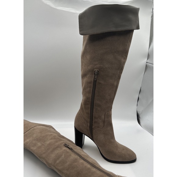 Lord & Taylor 424 Fifth Tall Suede Knee Boots,Women's SZ: 6 M,Beige,Cuff/Uncuff - Picture 5 of 16